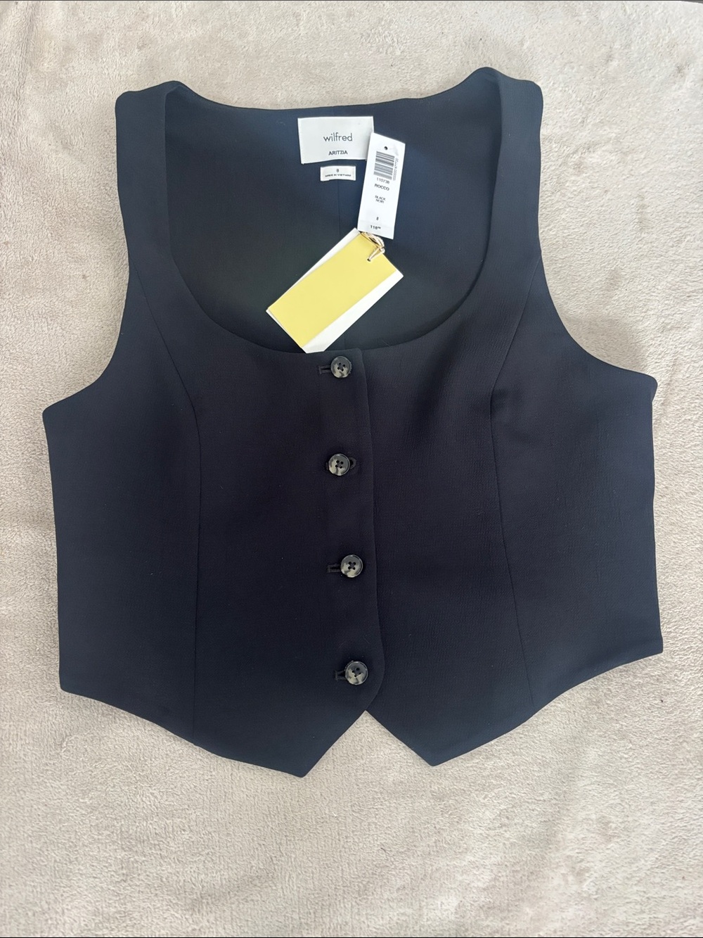 Aritzia Wilfred Rocco Vest Crepette - Size 8, Black